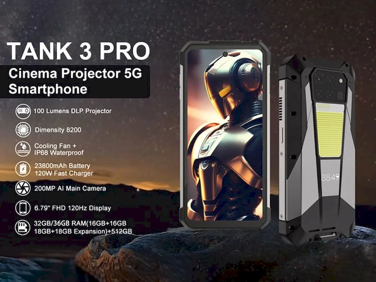 TANK 3 Pro, um smartphone com uma bateria enorme e projetor