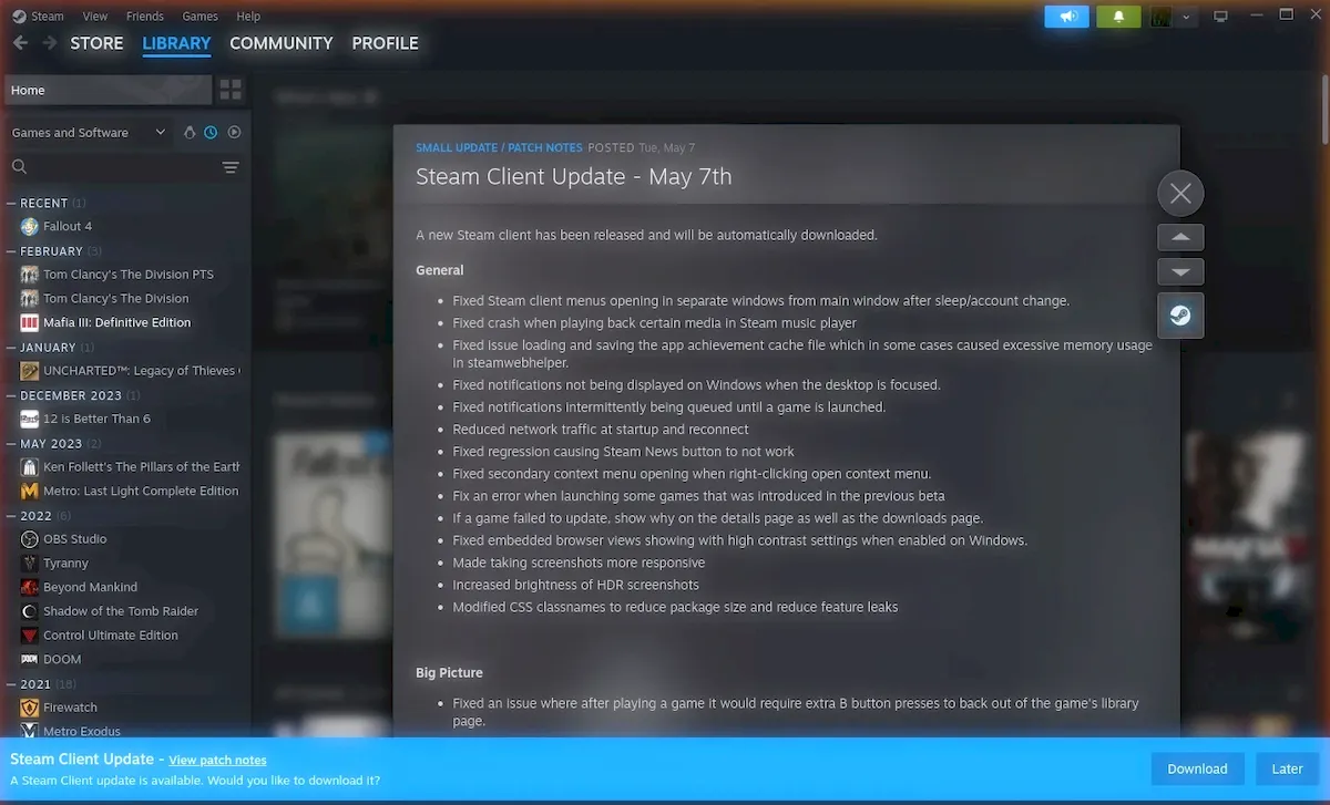 Cliente Steam lançado com melhorias no suporte a monitores 4K