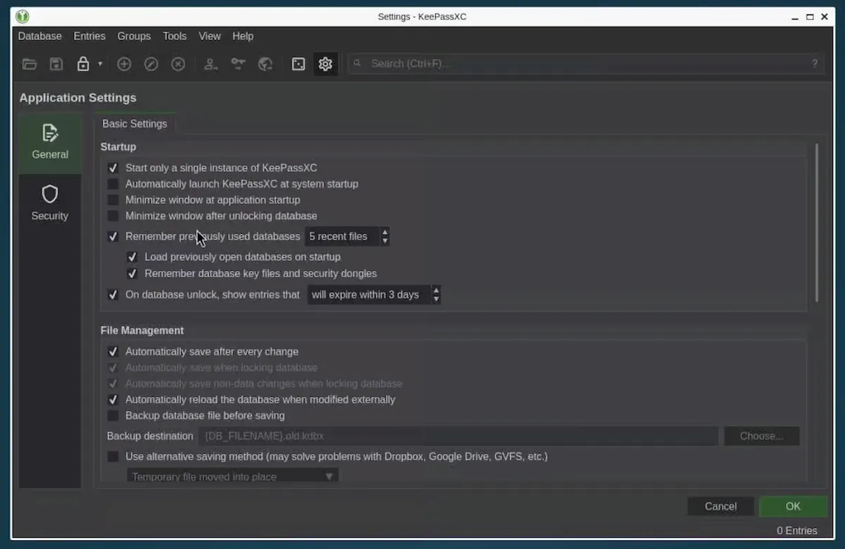 Debian cortou alguns recursos do KeePassXC 3 Debian cortou alguns recursos do KeePassXC