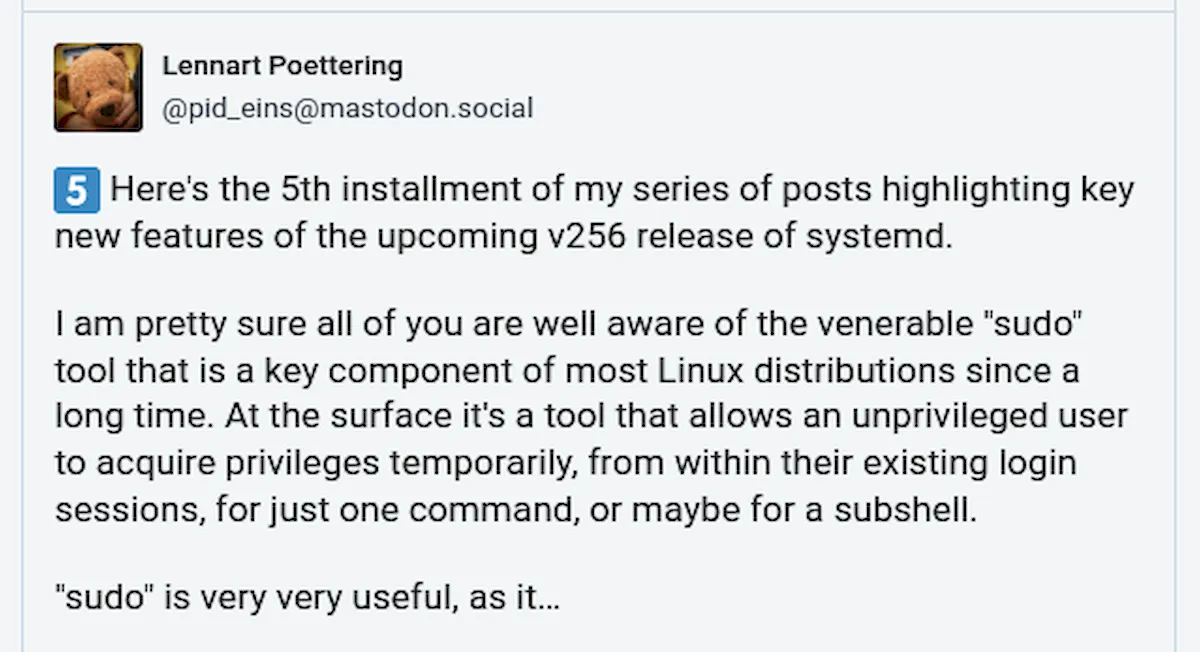 Systemd v256 terá uma alternativa mais segura ao sudo