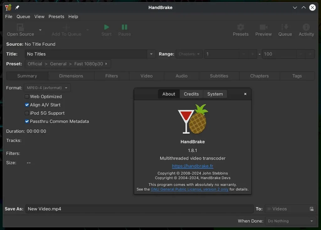 HandBrake 1.8.1 lançado com correções e atualizações