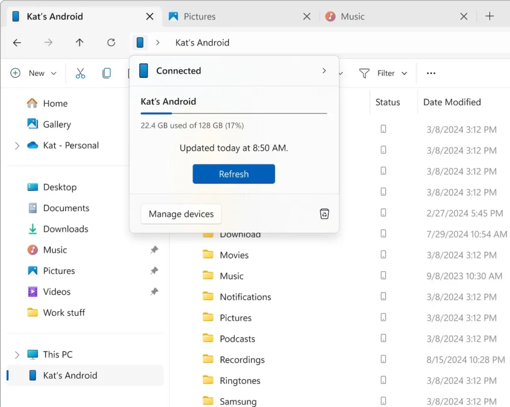 Windows 11 File Explorer ganhará suporte para telefones Android 2 Windows 11 File Explorer ganhará suporte para telefones Android
