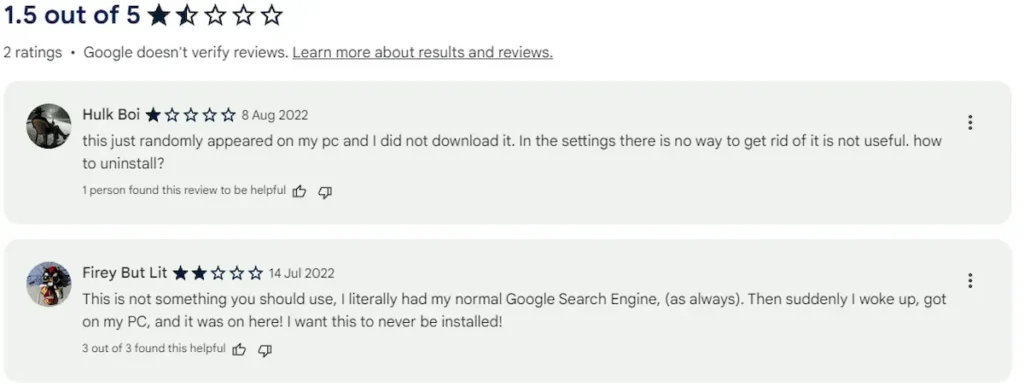 Malware instala extensões do Chrome em 3 mil navegadores 5 Comentários de usuários na extensão yglSearch