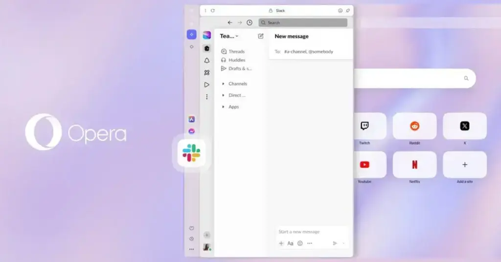 Opera One facilita acesso a Discord, Slack e Bluesky na sidebar