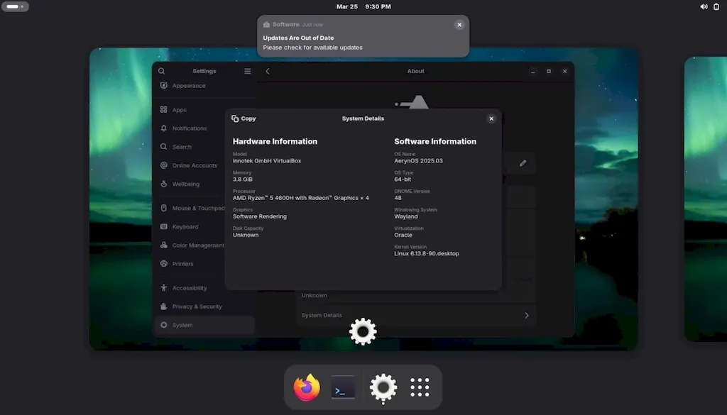 AerynOS 2025.03: Novidades do GNOME 48 e Linux Kernel 6.13.8