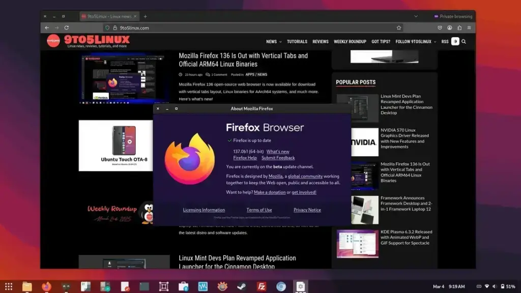 Firefox 137 em Beta: Suporte a HEVC e Links em PDFs