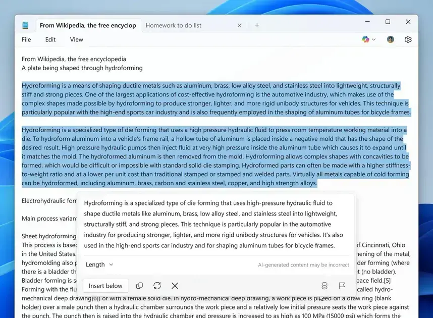 Novos recursos de IA no Notepad da Microsoft e mais atualizações