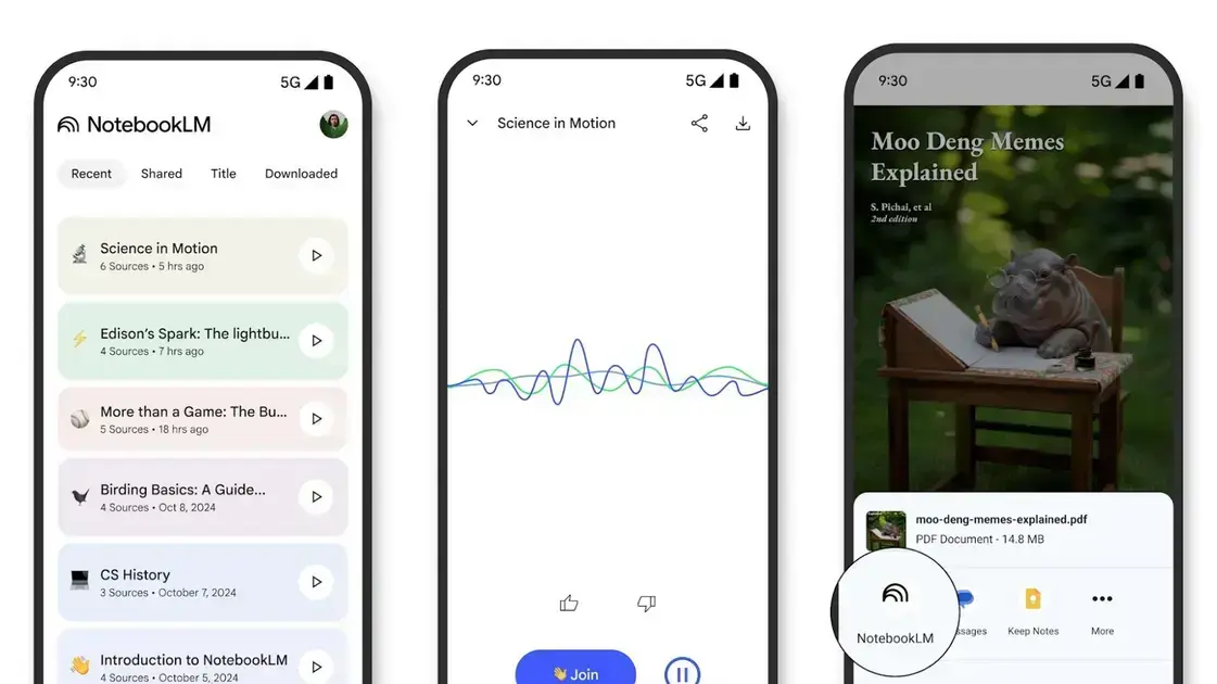 Google lança aplicativo NotebookLM para Android com recursos inovadores