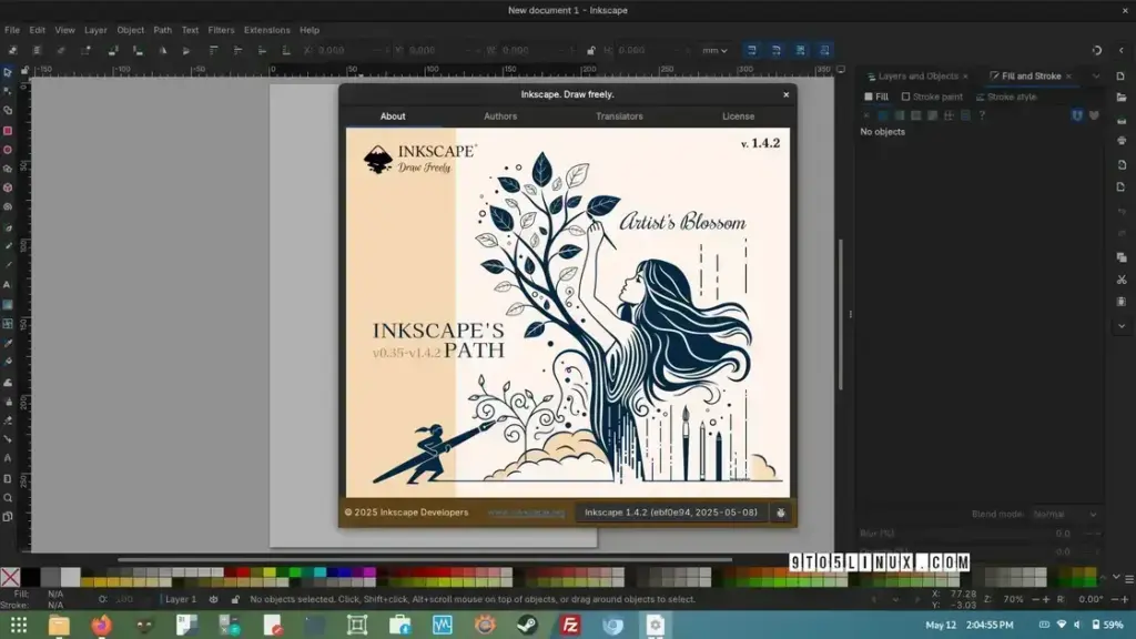 Nova versão do Inkscape 1.4.2 traz suporte para arquivos Vectornator