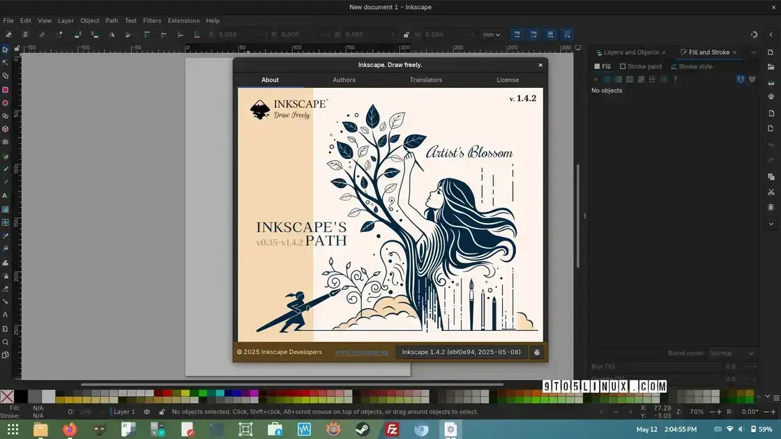 Nova versão do Inkscape 1.4.2 traz suporte para arquivos Vectornator