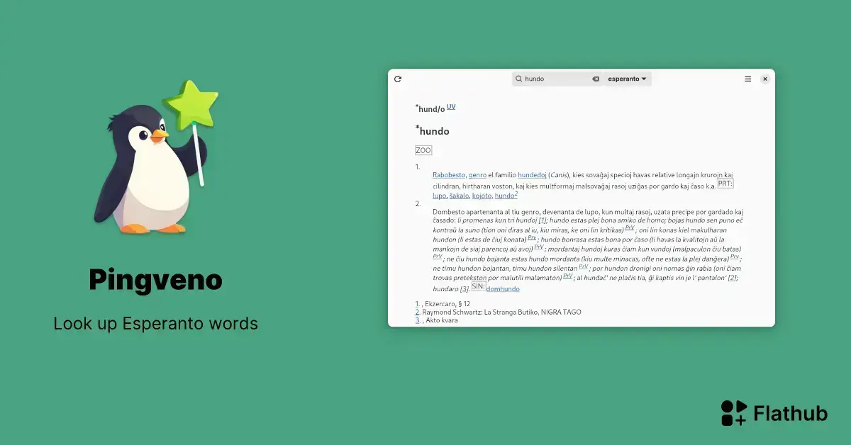 Pingveno: Dicionário Offline de Esperanto para Linux via Flathub