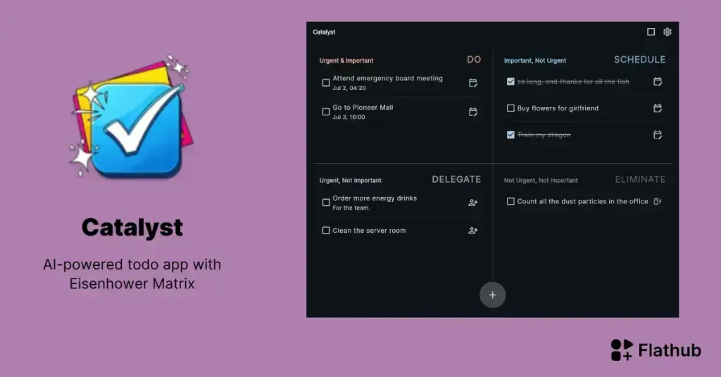 Catalyst: aplicativo inteligente com matriz Eisenhower para organizar tarefas no Linux