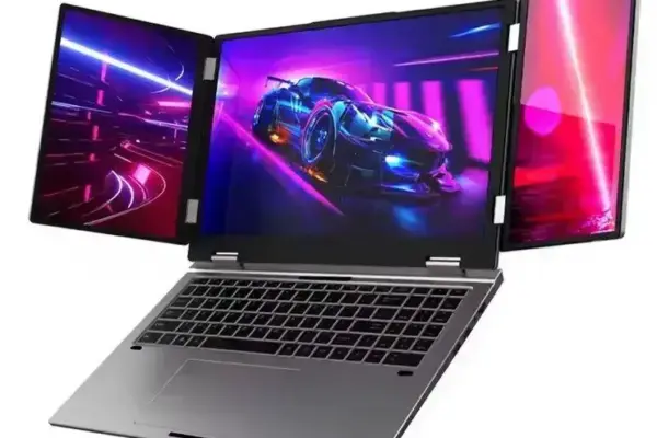 Conheça o novo laptop com três telas: funcionalidade e ergonomia