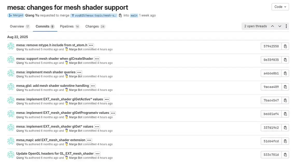 Mesa 25.3 traz novidades no suporte a shaders de malha OpenGL 1 Mesa 25.3 traz novidades no suporte a shaders de malha OpenGL