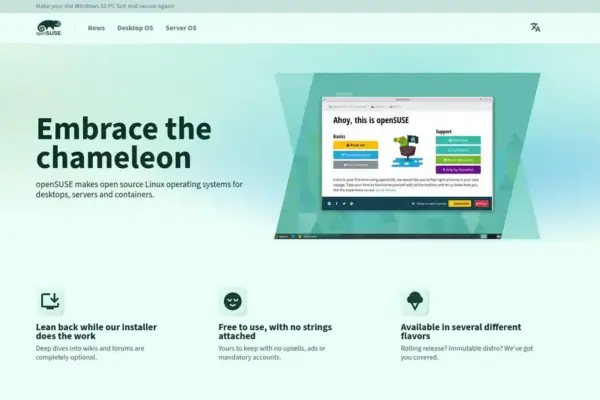 openSUSE apresenta um redesign de site com melhorias necessárias
