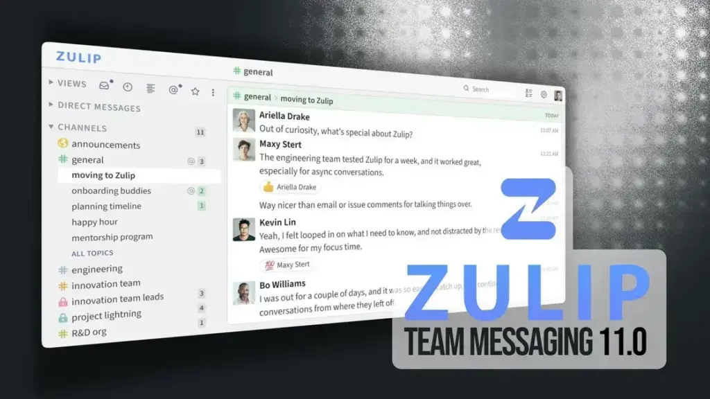 Zulip 11.0: novas funcionalidades de lembretes e pastas de canais