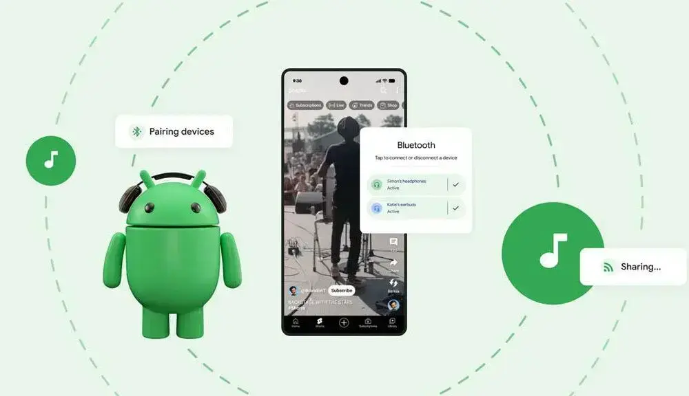 Android 16 traz melhorias na função Audio Share para múltiplos fones