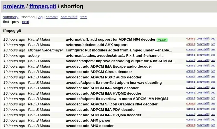 FFmpeg adiciona suporte a arquivos AHX e decodificador ADPCM para N64 1 FFmpeg adiciona suporte a arquivos AHX e decodificador ADPCM para N64