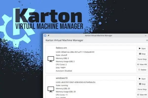 KDE Avança com o Karton: Novas Funcionalidades para Gerenciamento de VMs