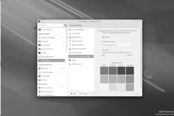 KDE Plasma 6.5 ganha modo em escala de cinza: Novidades e melhorias