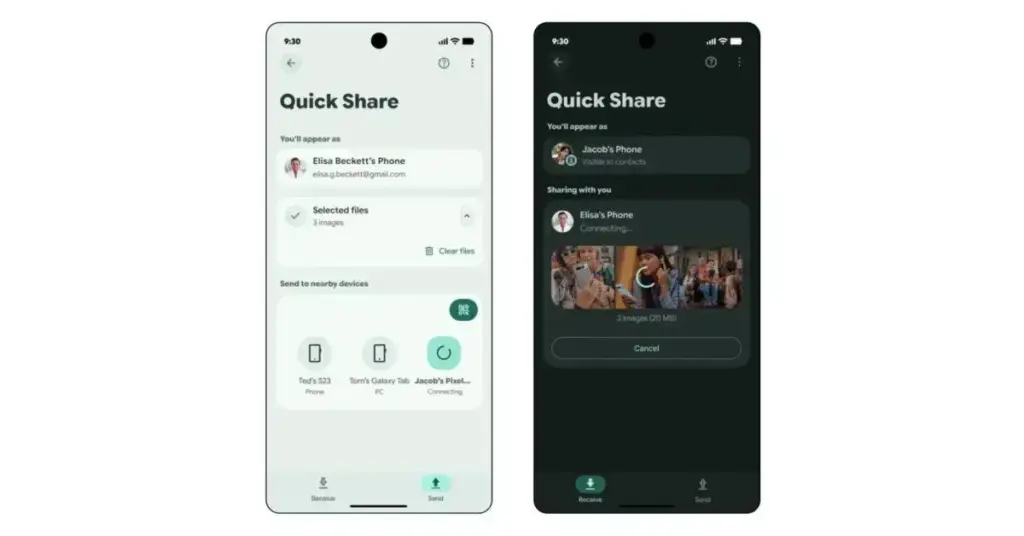 Redesign do Quick Share em Tela Cheia é Lançado no Android