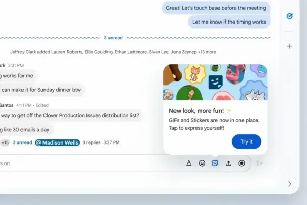 Google Chat agora permite o envio de stickers no desktop