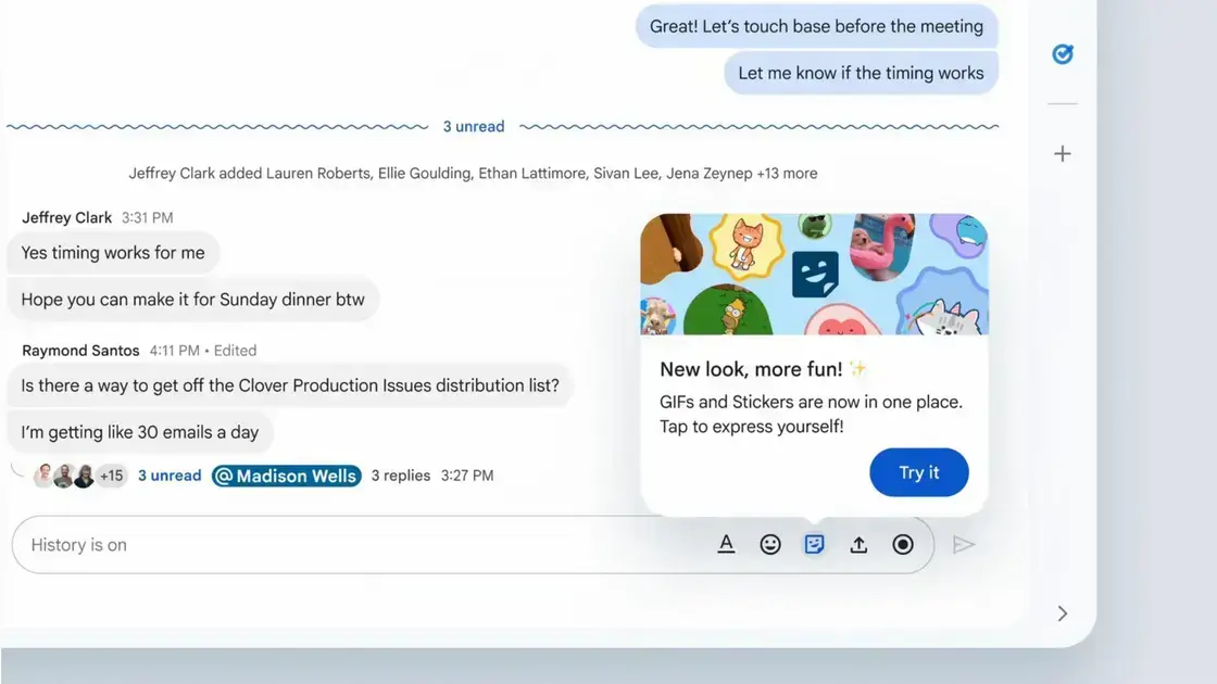 Google Chat agora permite o envio de stickers no desktop