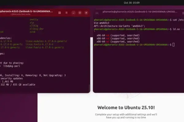 Ubuntu 25.10 tem Pacotes otimizados para Arquitetura x86_64-v3