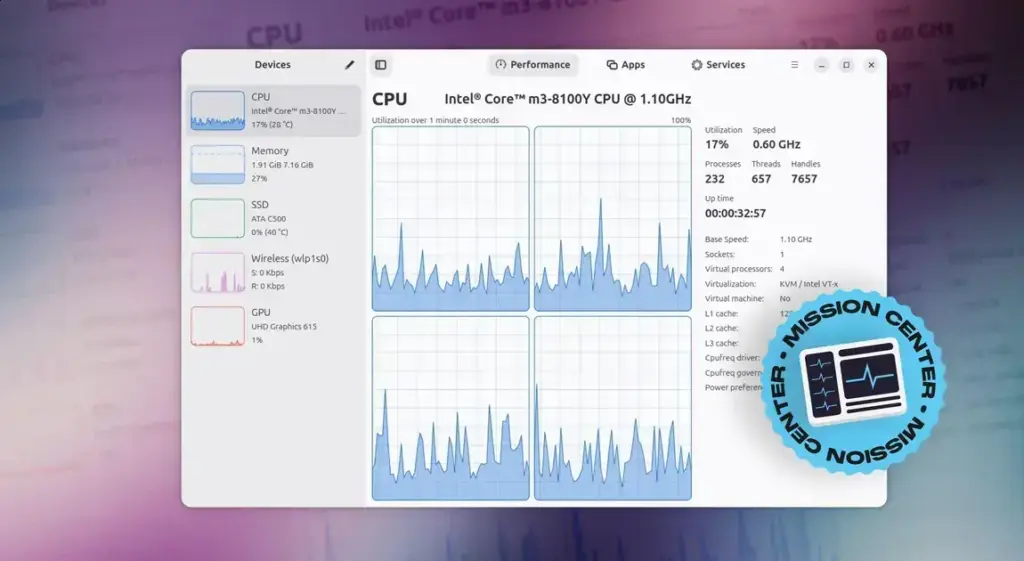 Atualização do Mission Center 1.1 aprimora monitoramento e gestão no Linux