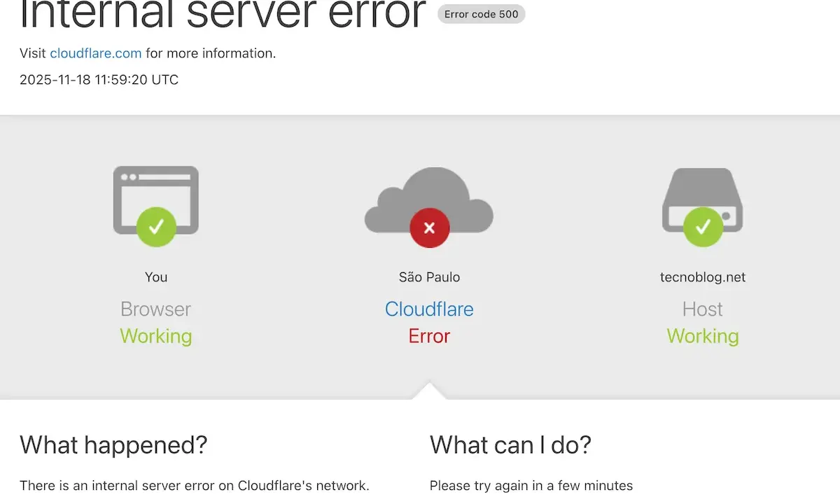 Erro 500 no Blog do Edivaldo: entenda o problema na rede Cloudflare 1 Erro 500 no Blog do Edivaldo: entenda o problema na rede Cloudflare