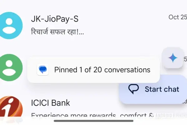 Google Messages agora permite fixar até 20 conversas na tela