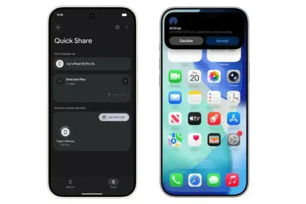 Interoperabilidade do Quick Share do Android com AirDrop do iPhone