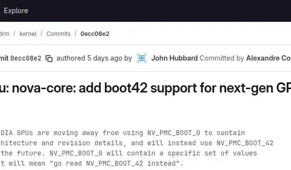 Linux 6.19 traz suporte Boot42 para GPUs NVIDIA de próxima geração