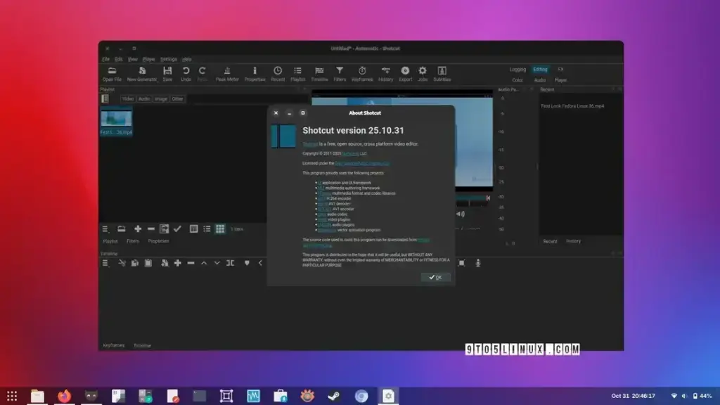 Shotcut 25.10: Nova versão traz gravação de tela e efeito de máquina de escrever