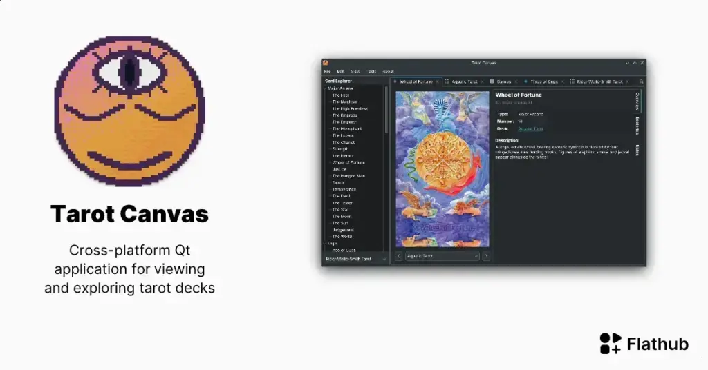 Tarot Canvas: Explore decks de tarot com app multiplataforma para Linux