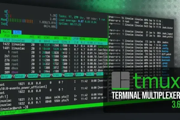 Tmux 3.6 traz scrollbars nativos e modo tema dinâmico para terminais