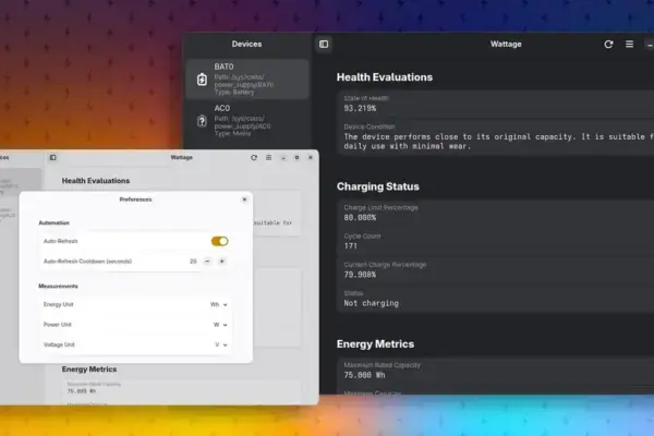 Wattage: A nova ferramenta para monitorar a saúde da bateria em laptops Linux