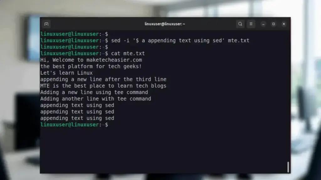 Como adicionar texto sem apagar conteúdos em arquivos no Linux
