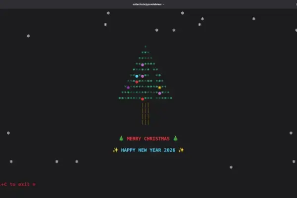 Como exibir uma árvore de Natal animada no Terminal Linux em 2026