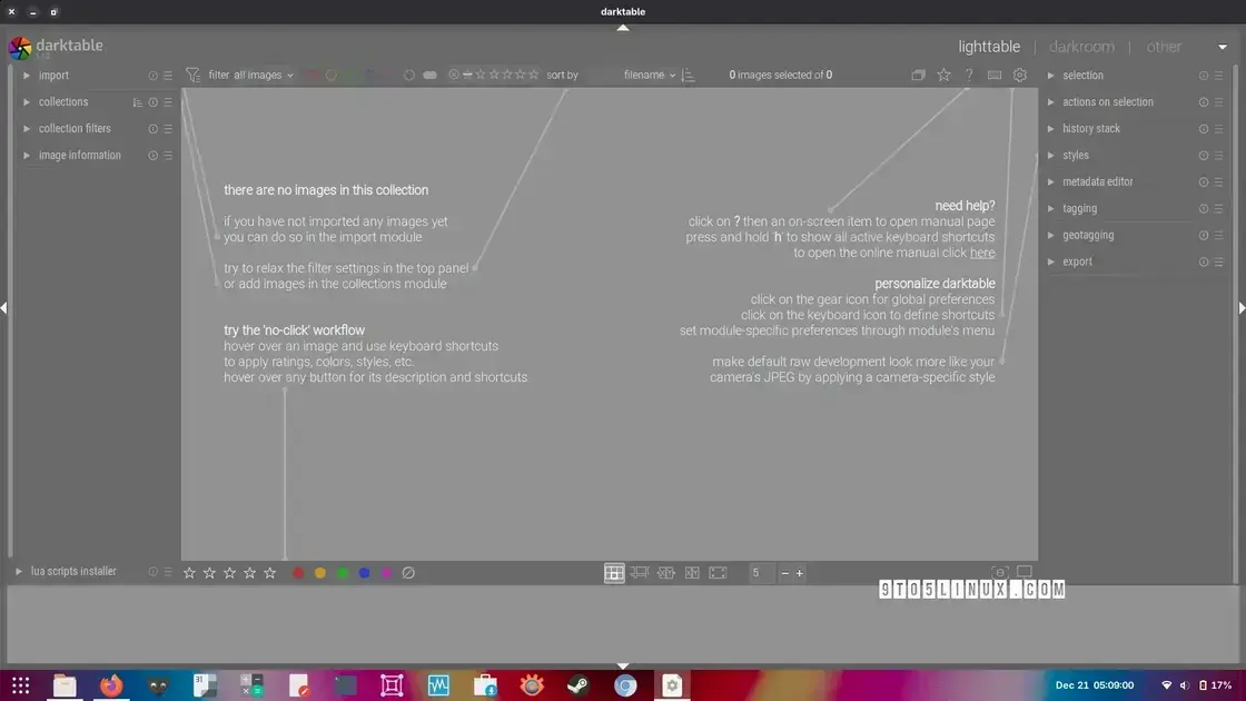 Darktable 5.4: Novo recurso para suporte a câmeras