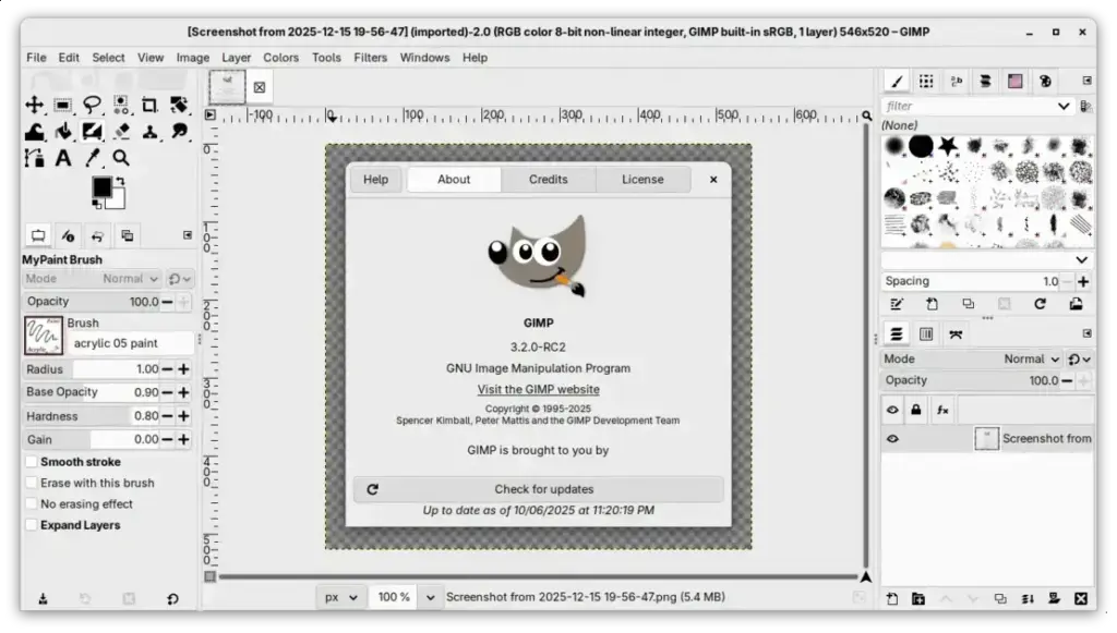 GIMP 3.2 RC2 traz suporte a rotação de caneta e melhorias de desempenho