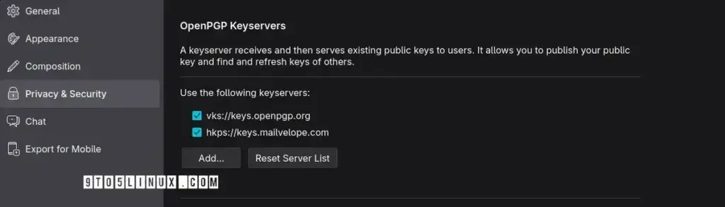 Thunderbird 146: Novidades na configuração de servidores OpenPGP