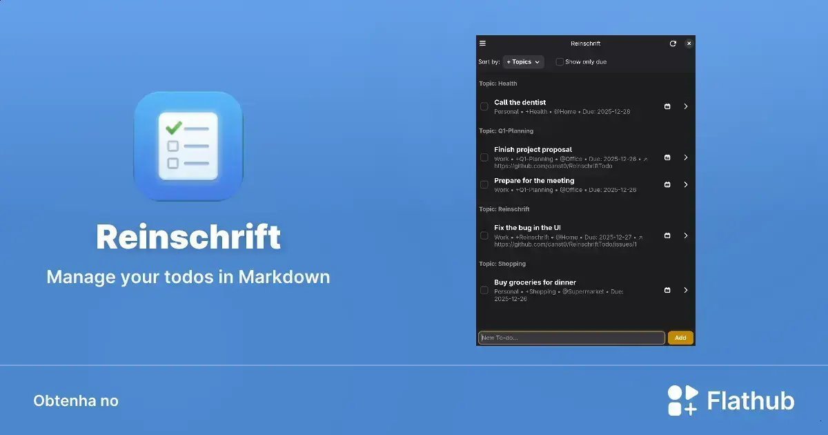 Conheça o Reinschrift: o gerenciador de tarefas em Markdown para Linux 1 Conheça o Reinschrift: o gerenciador de tarefas em Markdown para Linux