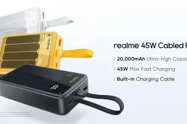 Power Bank Realme TechLife: Carregador de 20.000mAh com Cabo Integrado