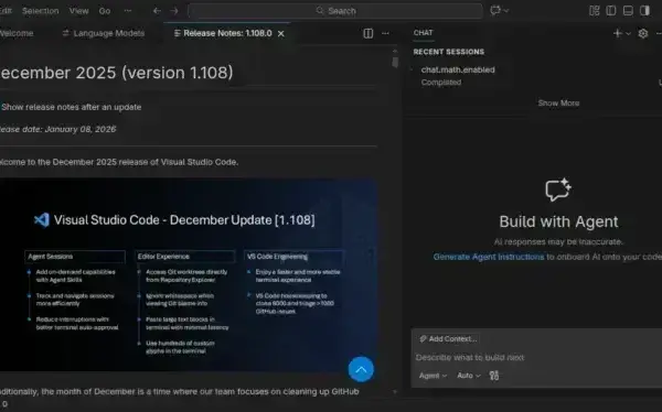 Visual Studio Code 1.108: novidades incríveis que vão revolucionar seu dia a dia
