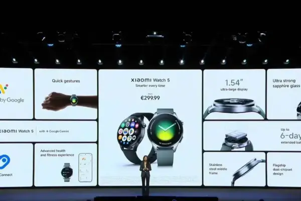 Xiaomi Watch 5 chega ao mercado global com tela grande e gestos inteligentes