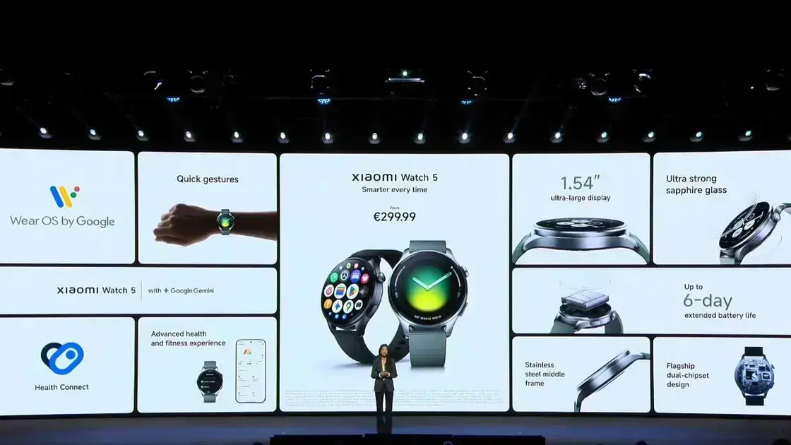 Xiaomi Watch 5 chega ao mercado global com tela grande e gestos inteligentes