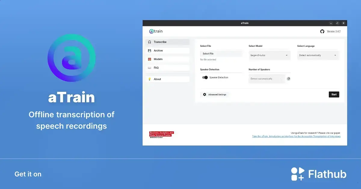 aTrain: Transcrição offline avançada para Linux com IA e Flatpak 1 aTrain: Transcrição offline avançada para Linux com IA e Flatpak