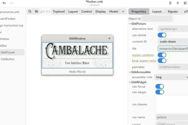 Cambalache 1.0: Nova solução WYSIWYG para desenhar UIs modernas em GTK