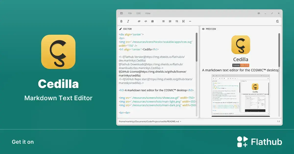 Cedilla: editor Markdown simples e leve para Linux via Flatpak 1 Cedilla: editor Markdown simples e leve para Linux via Flatpak